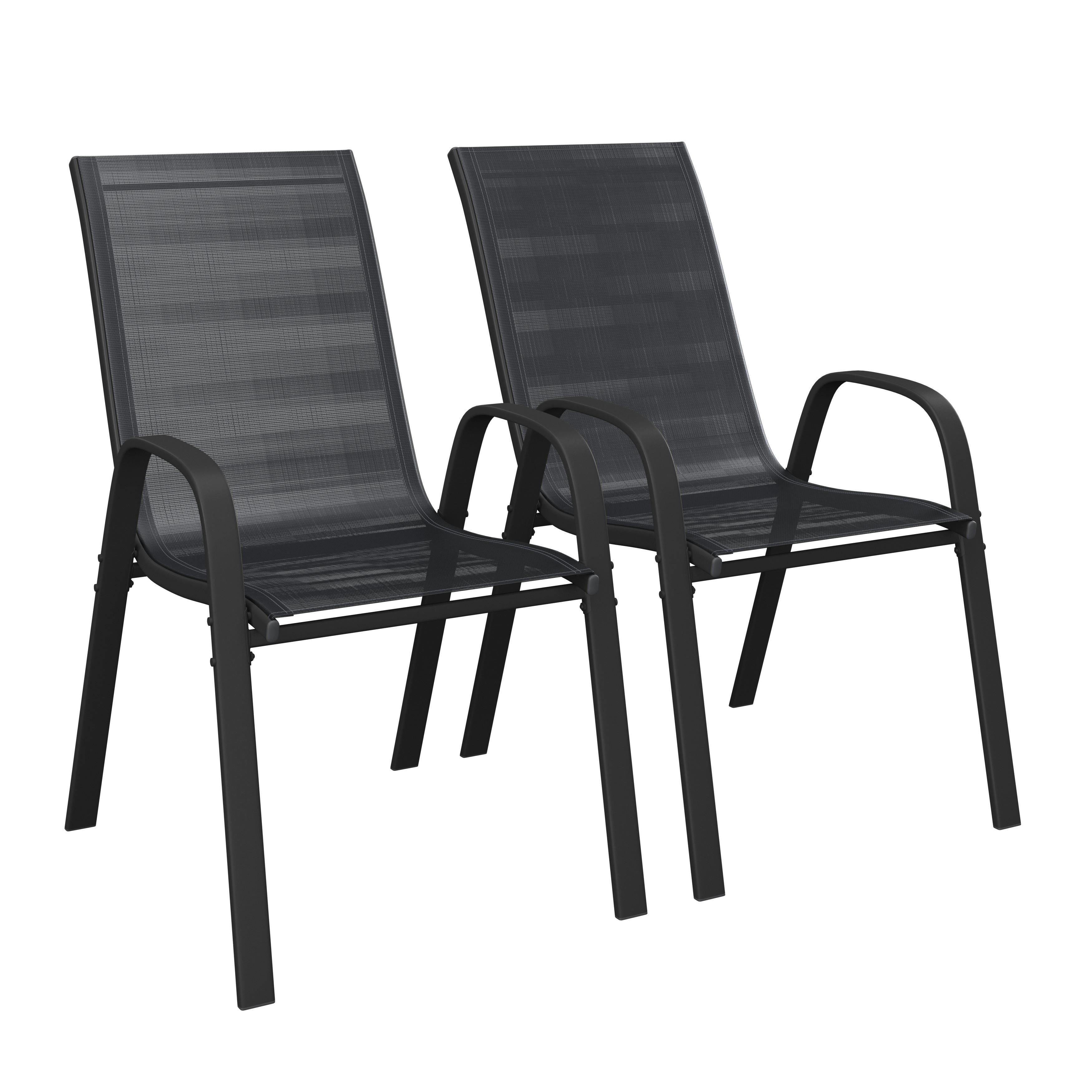 Gartensessel Paula 2er Set Metall/textil - Schwarz, MODERN, Textil/Metall (54/90/72cm) - Ambia Garden