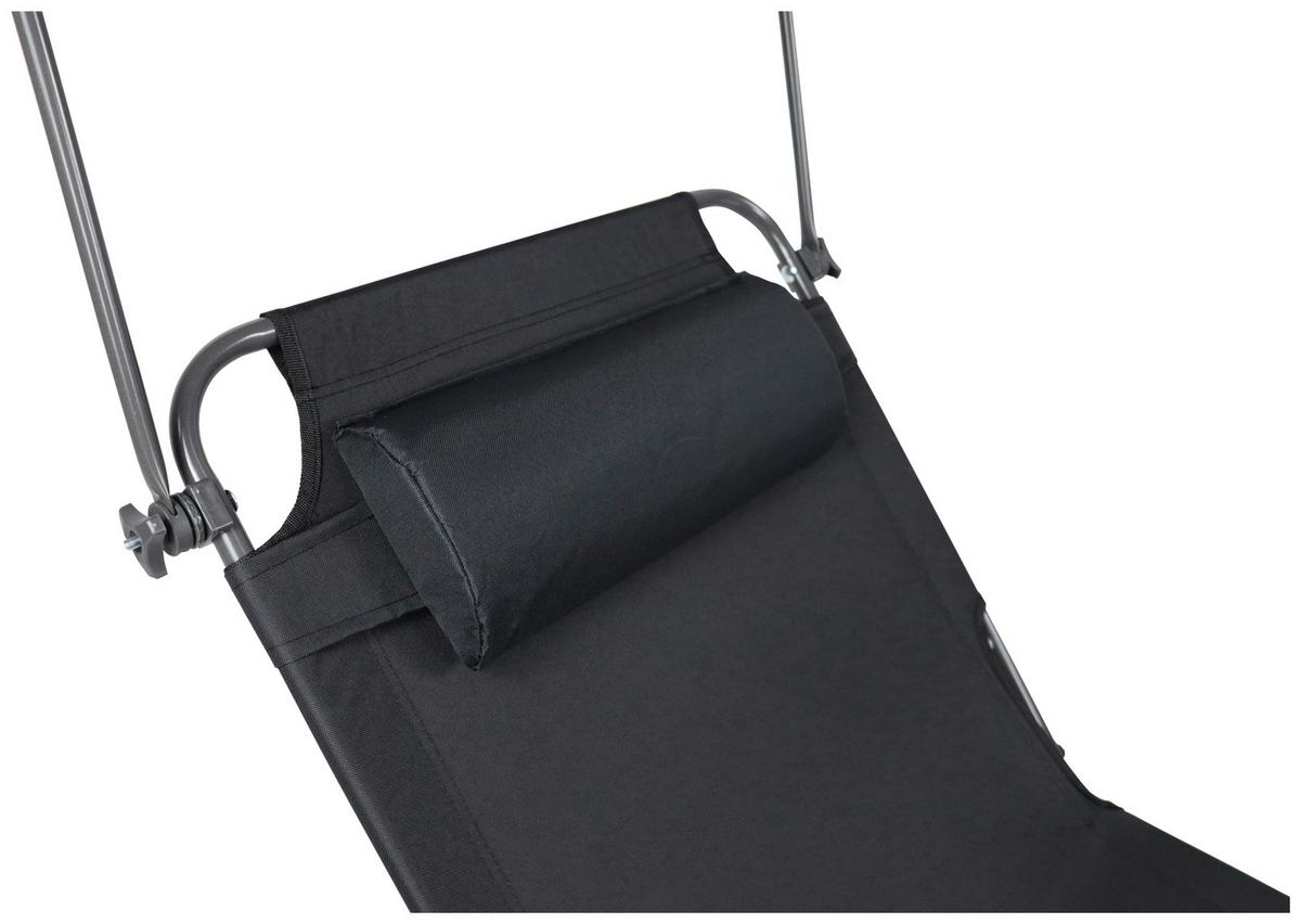 Gartenliege Bindox L Anthrazit /Schwarz verstellbares Dach - Anthrazit/Schwarz, MODERN, Kunststoff/Textil (55/24/185cm) - Ambia Garden