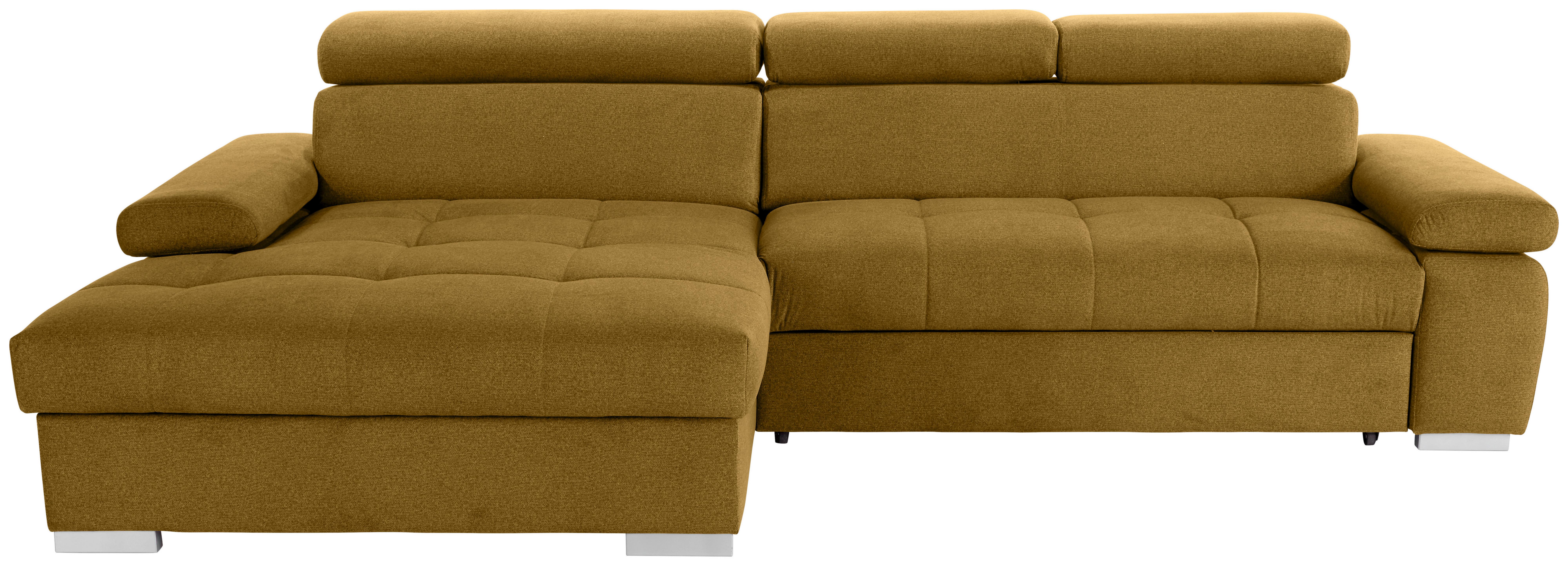 Ecksofa mit Bettkasten Perry Ecrufarben 292x183 cm - Ecru/Silberfarben, Design, Textil (183/292cm) - Livetastic