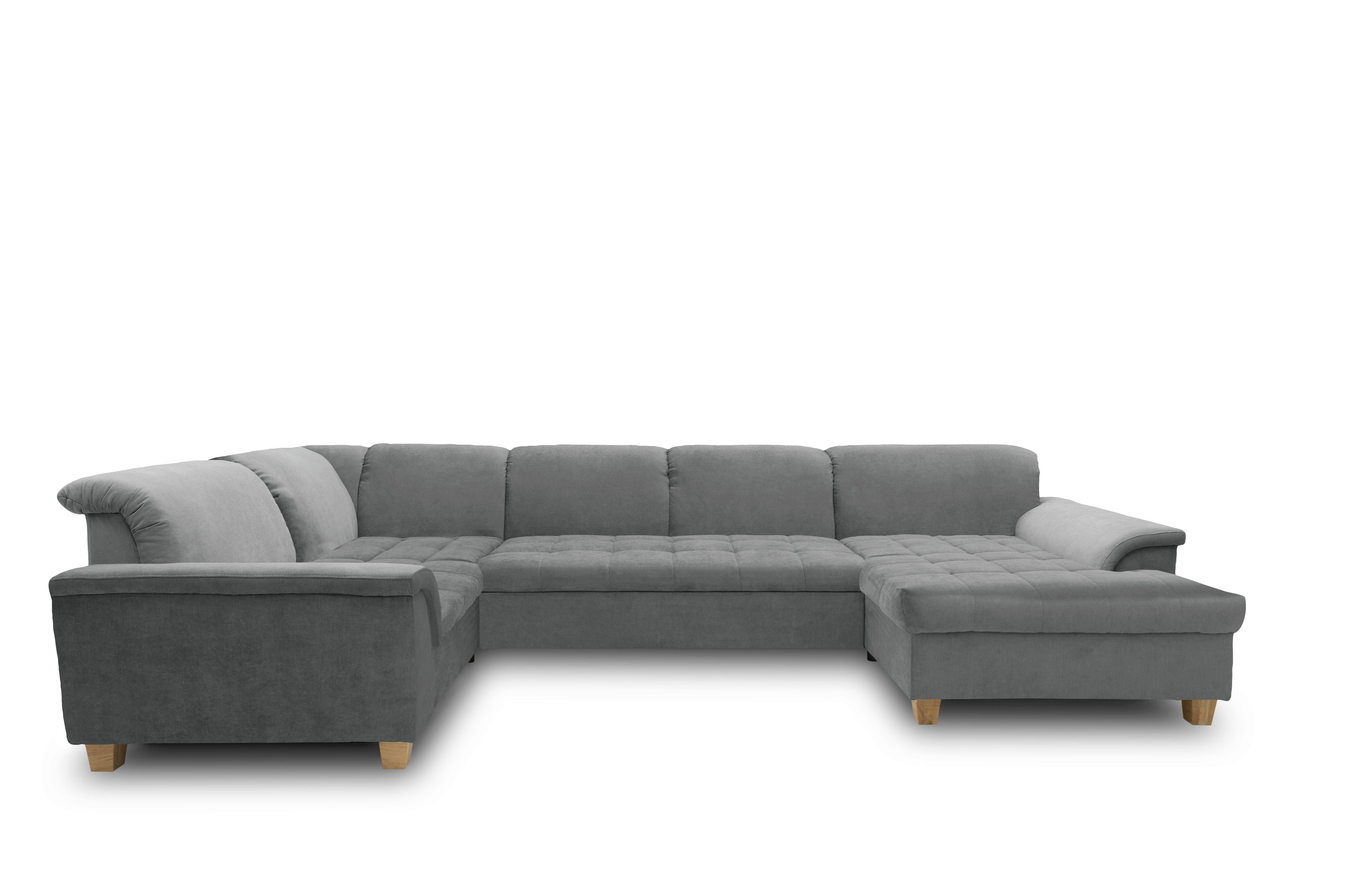 Wohnlandschaft Franzi Dunkelgrau Mikrofaser - Eichefarben/Dunkelgrau, KONVENTIONELL, Textil (206/344/162cm) - MID.YOU