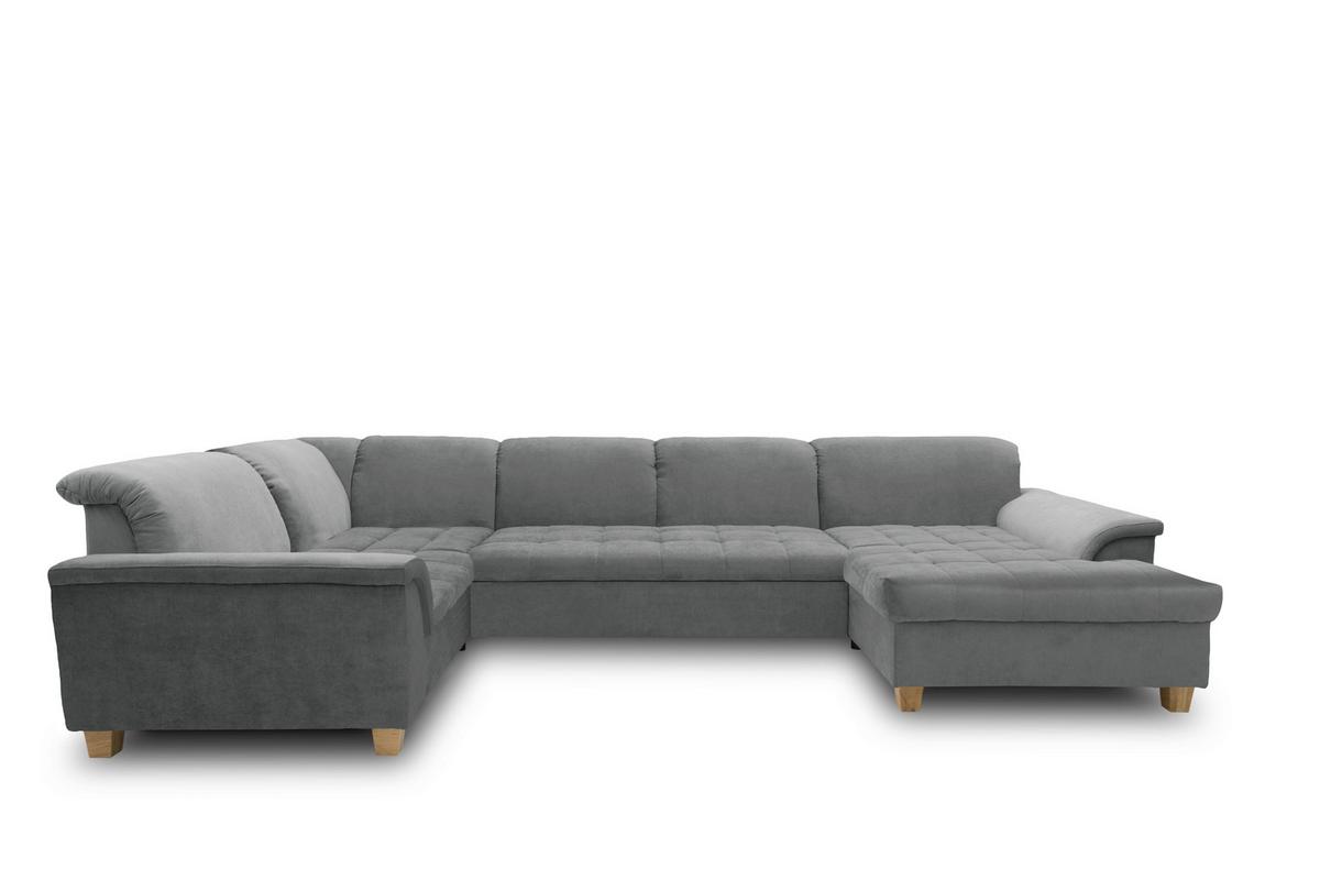 Wohnlandschaft Franzi Mit Schlaffunktion Dunkelgrau - Eichefarben/Dunkelgrau, KONVENTIONELL, Textil (214/352/170cm) - MID.YOU