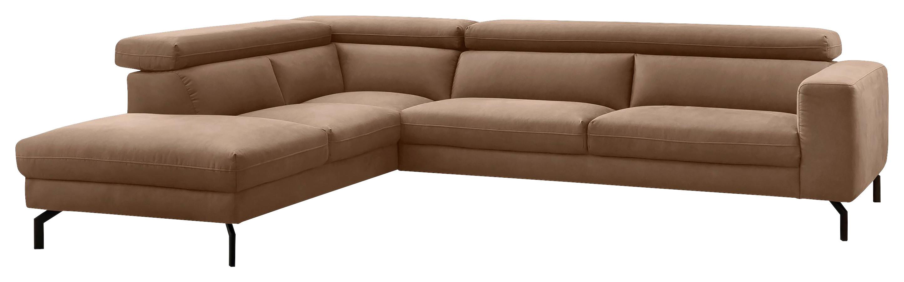 Ecksofa California - Schwarz/Braun, MODERN, Textil (233/305cm) - Trendmanufaktur