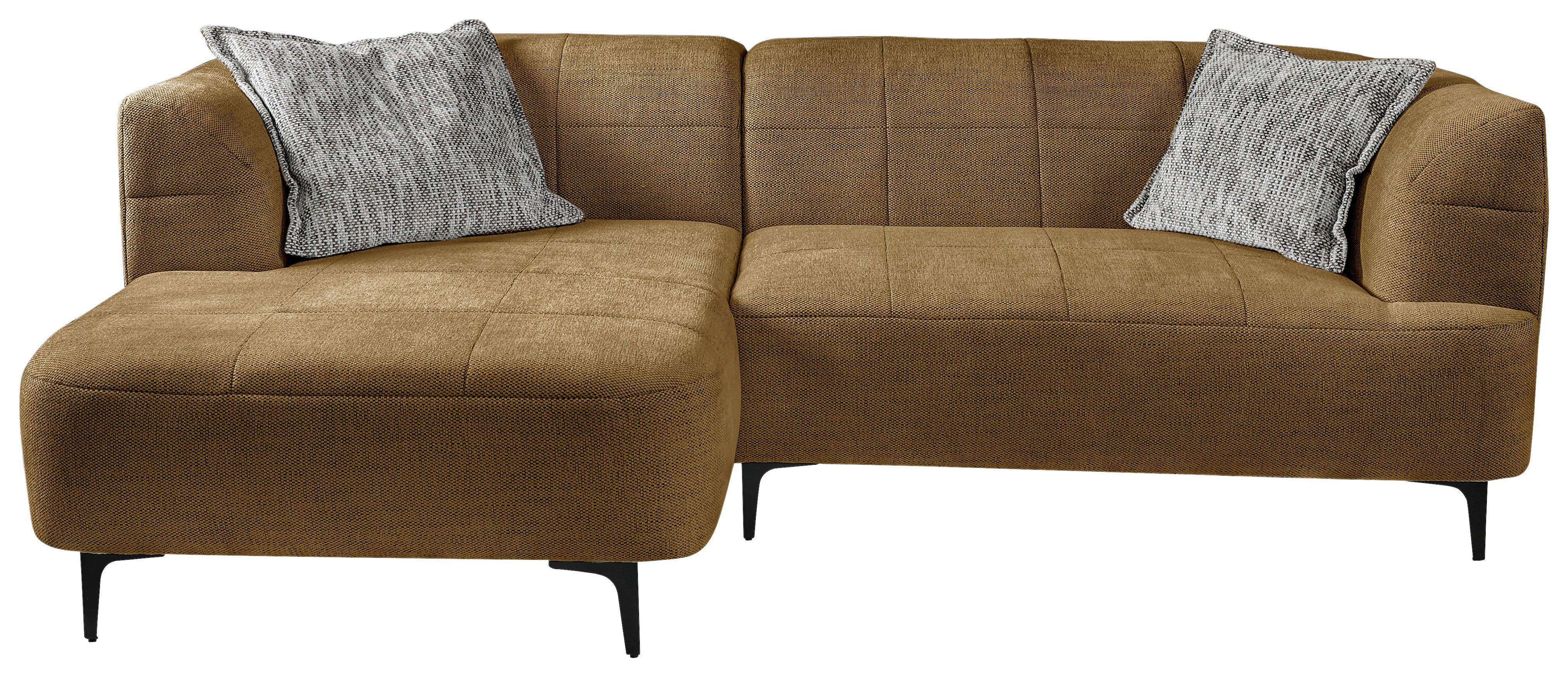 Ecksofa Lou Goldfarben/Schwarz, 158 cm - Goldfarben/Schwarz, Design, Textil (158/247cm) - MID.YOU
