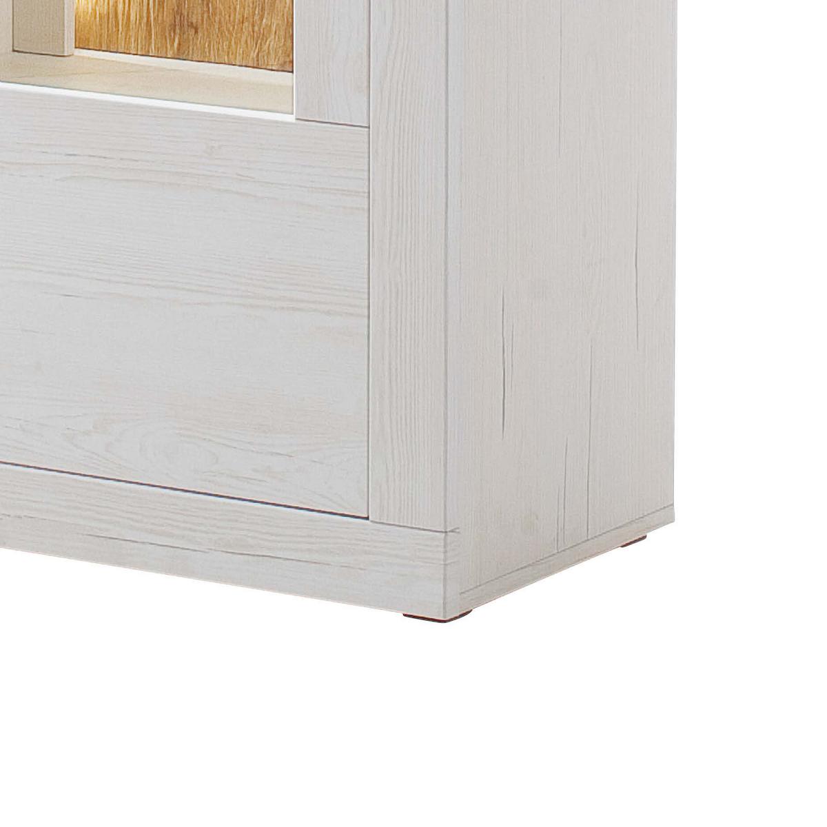 Vitrine Madrid B: 106 cm Eichefarben/Pinienfarben - Eichefarben/Schwarz, Design, Glas/Holzwerkstoff (106/205/40cm) - MID.YOU