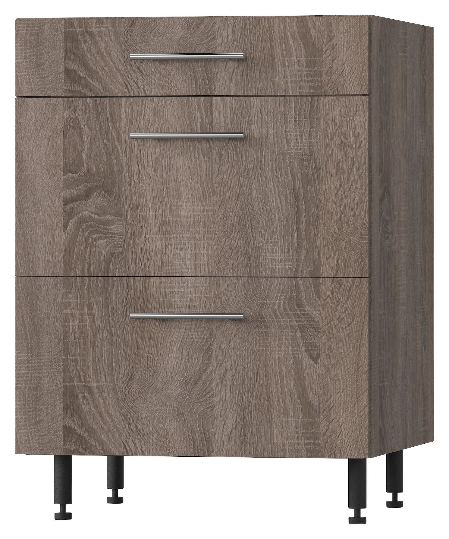 Alsószekrény Corina 2 - Sonoma tölgy/tölgyfa, Modern, fa/fém (60/82,4/58cm)