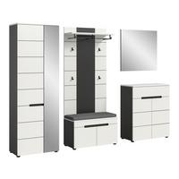 Garderobe Canu 6-Teilig Weiß/Basalt Grau B: 255 cm - Weiß, Design, Holzwerkstoff (255/190/37cm) - Livetastic