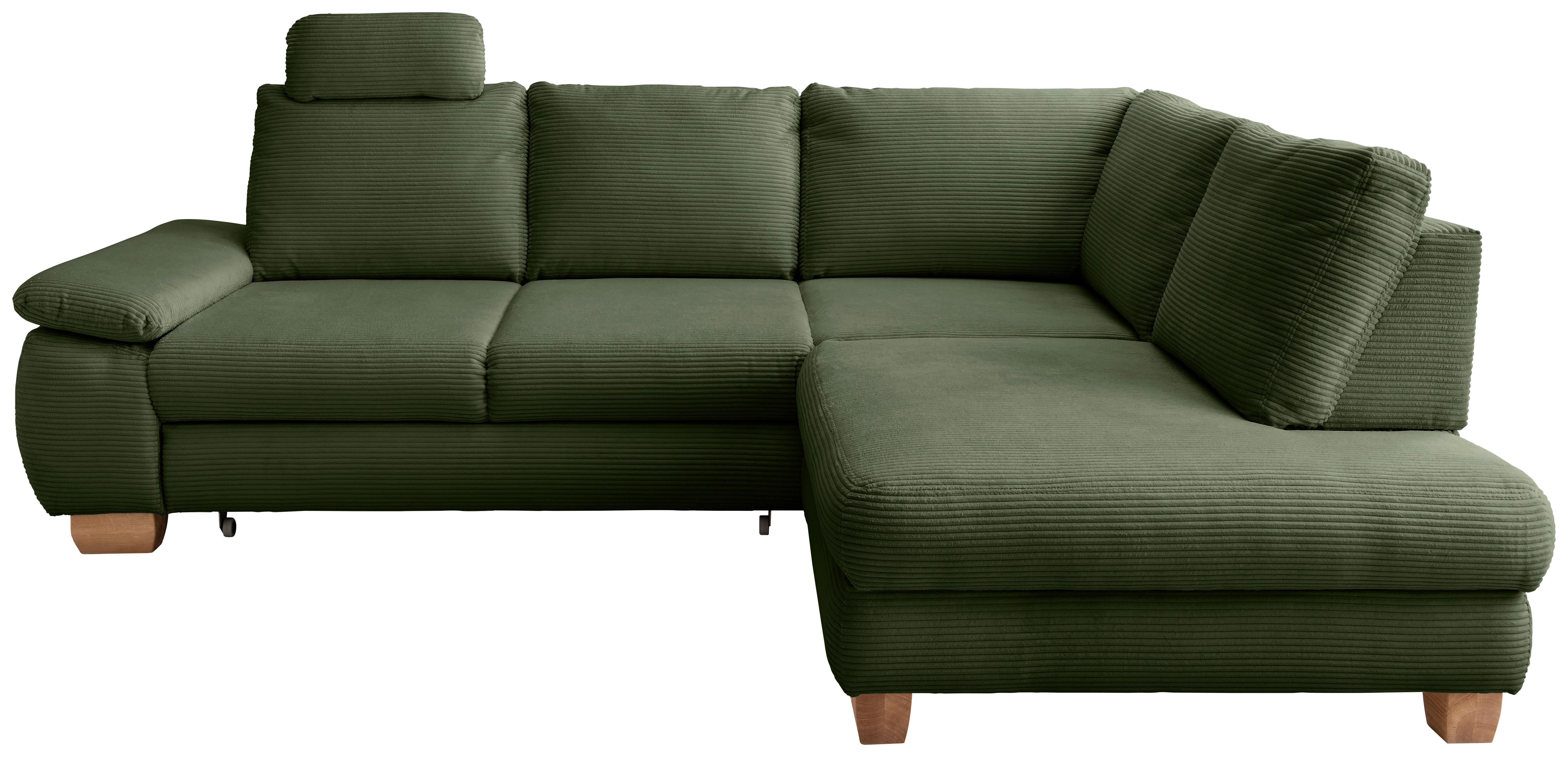 Eckschlafsofa Positano Dunkelgrün S: 261x206 cm - Wildeiche/Dunkelgrün, MODERN, Textil (261/206cm) - Livetastic