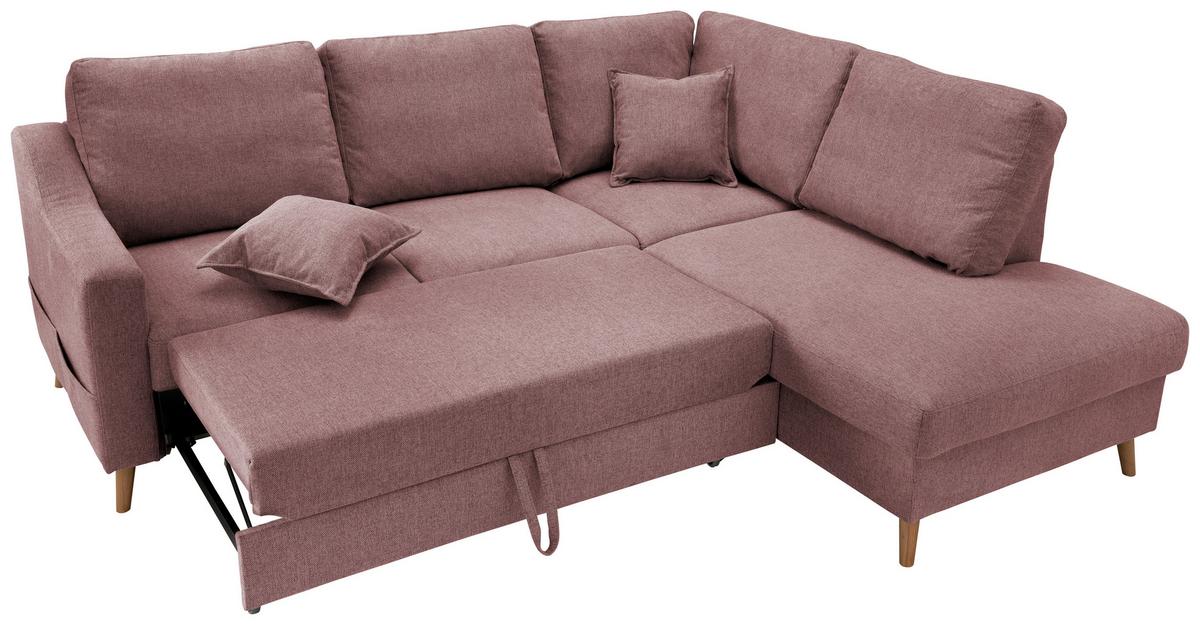 Ecksofa Mit Schlaffunktion Valentina Mit Kissen Rosa - Rosa/Naturfarben, KONVENTIONELL, Textil (230/200cm) - P & B