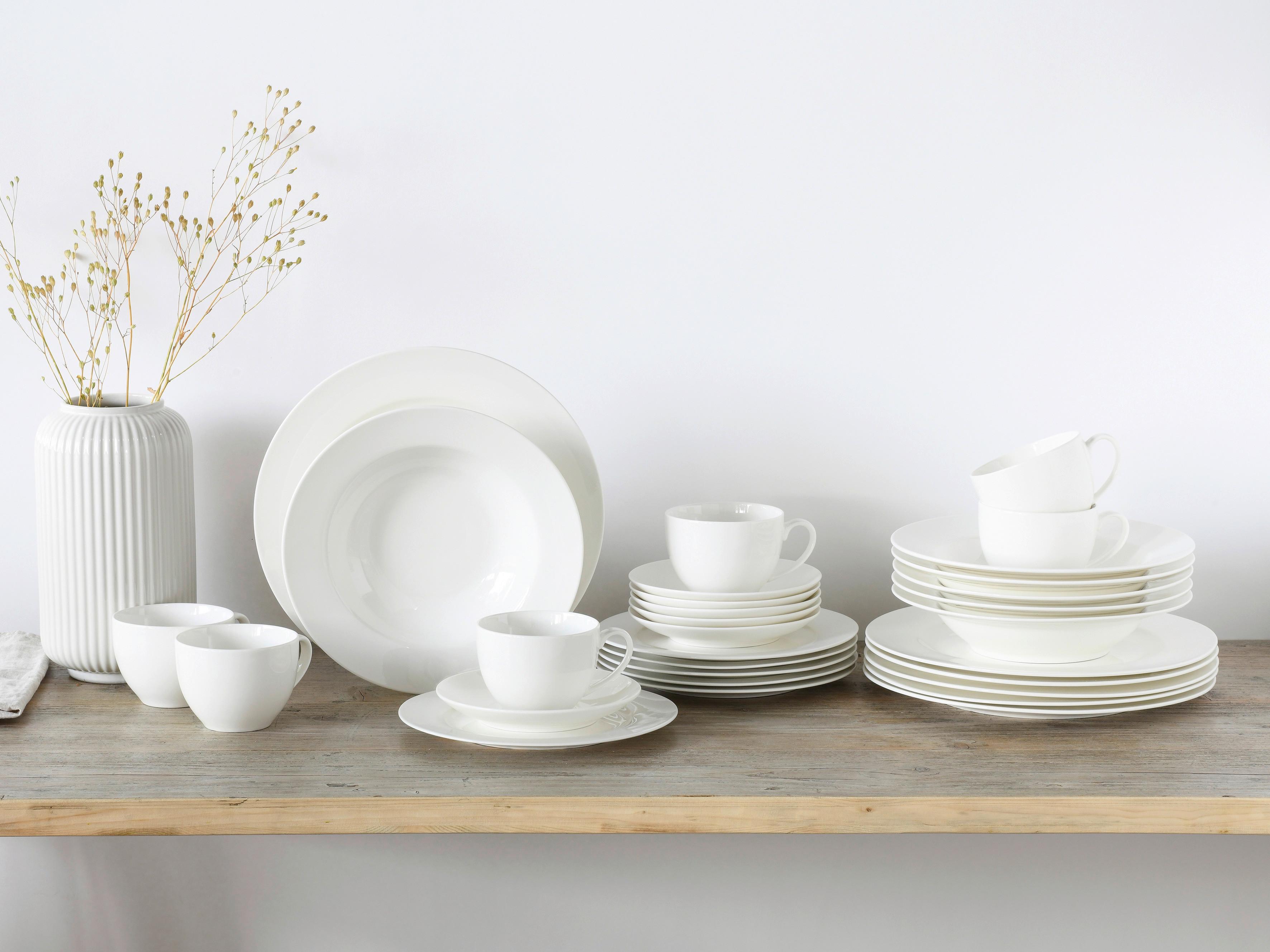 Kombinovaný servis biela 30- dielny - krémová, Basics, keramika - Creatable