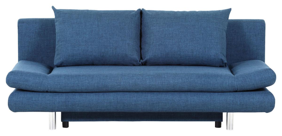 Schlafsofa Sorini, Blau B: 194 Cm - Chromfarben/Blau, Design, Textil (194/73/91cm) - MID.YOU