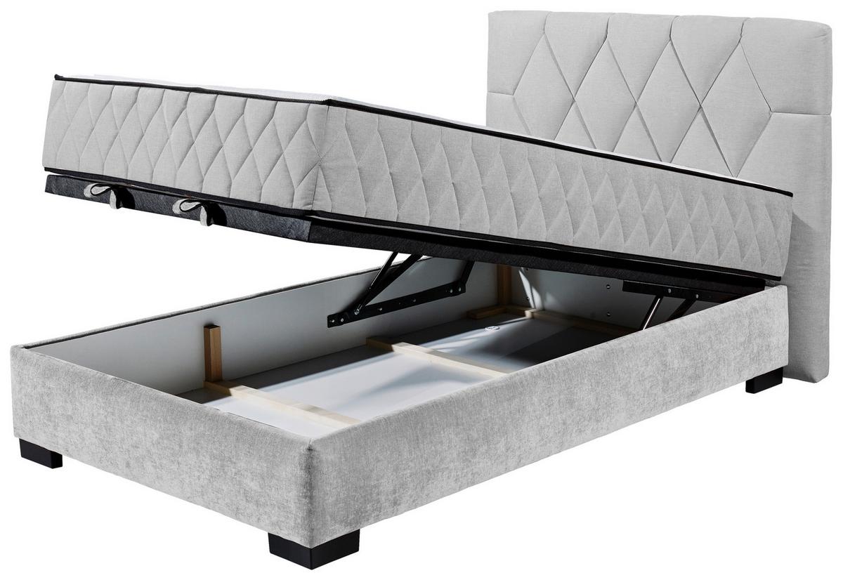 Boxbett Mit Bettkasten 120x200 Nagol B - Hellgrau/Schwarz, MODERN, Holzwerkstoff/Textil (120/200cm) - MID.YOU