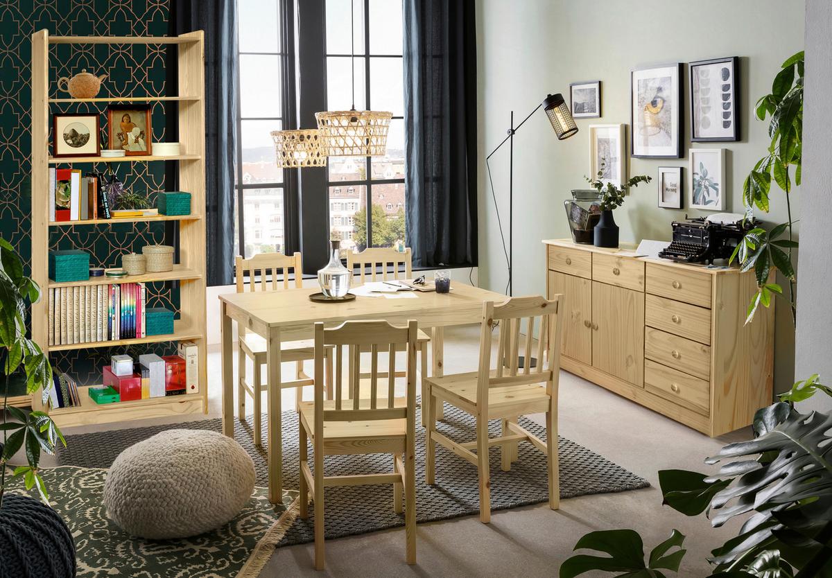 Tischgruppe Naturfarben L: 118cm - Naturfarben, Natur, Holz (118/75/73cm) - Livetastic