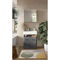 Badezimmer Soft Grau Hg B: 60 cm - Grau Hochglanz/Schwarz, MODERN, Holzwerkstoff (60cm) - MID.YOU