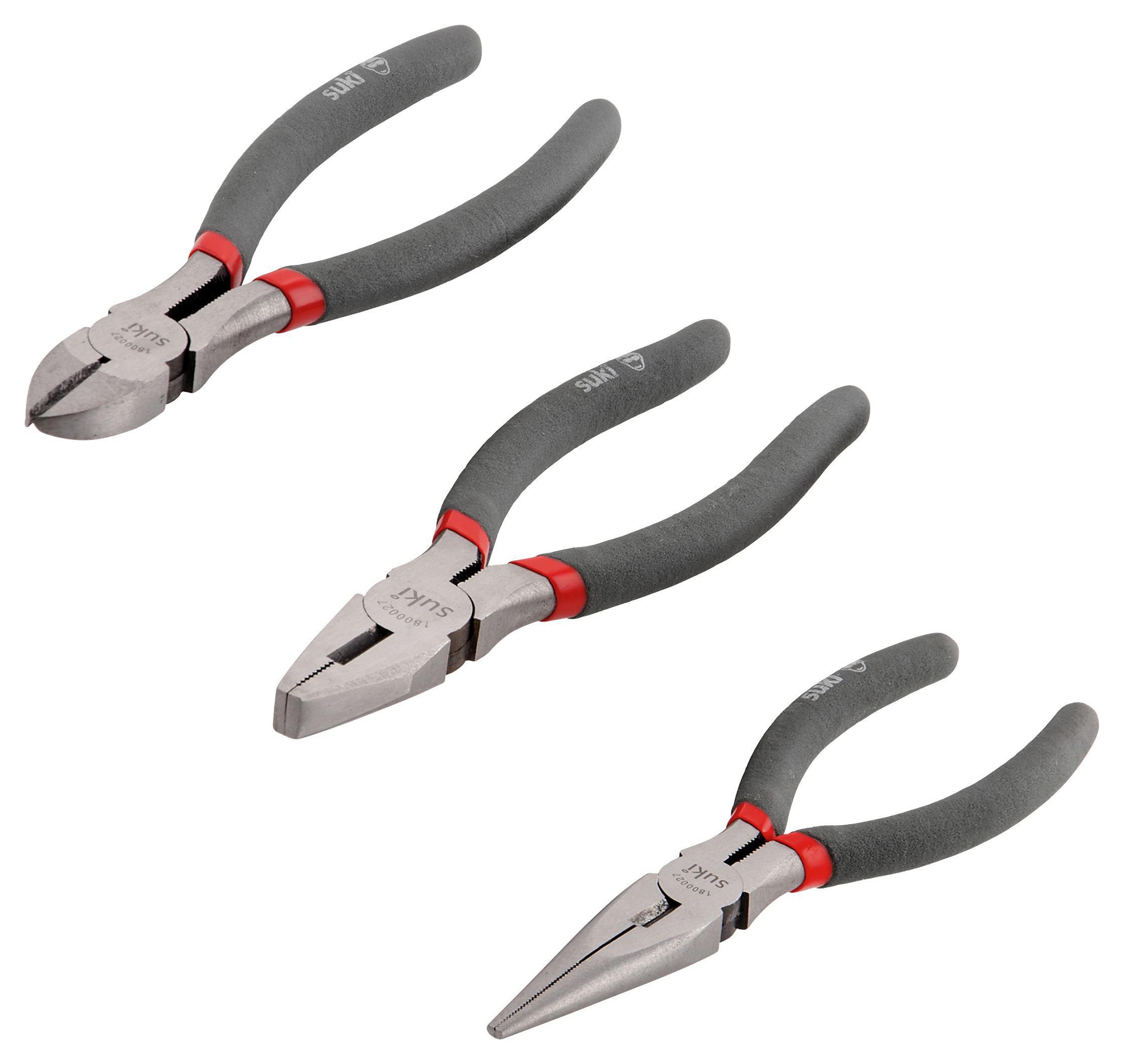 Zangenset 3-teilig - Rot/Grau, MODERN, Metall (16,4/5,5/1,5cm) - Suki