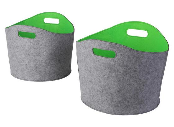 Kaminkorbset aus Filz, Oval, 2-teilig - Grau/Grün, MODERN, Textil Kaminkorbset aus Filz, Oval, 2-teilig - Grau/Grün, MODERN, Textil
