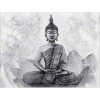 Leinwandbild Buddha Grey 116x84 Cm - Schwarz/Weiß, KONVENTIONELL, Holz (84/116cm)