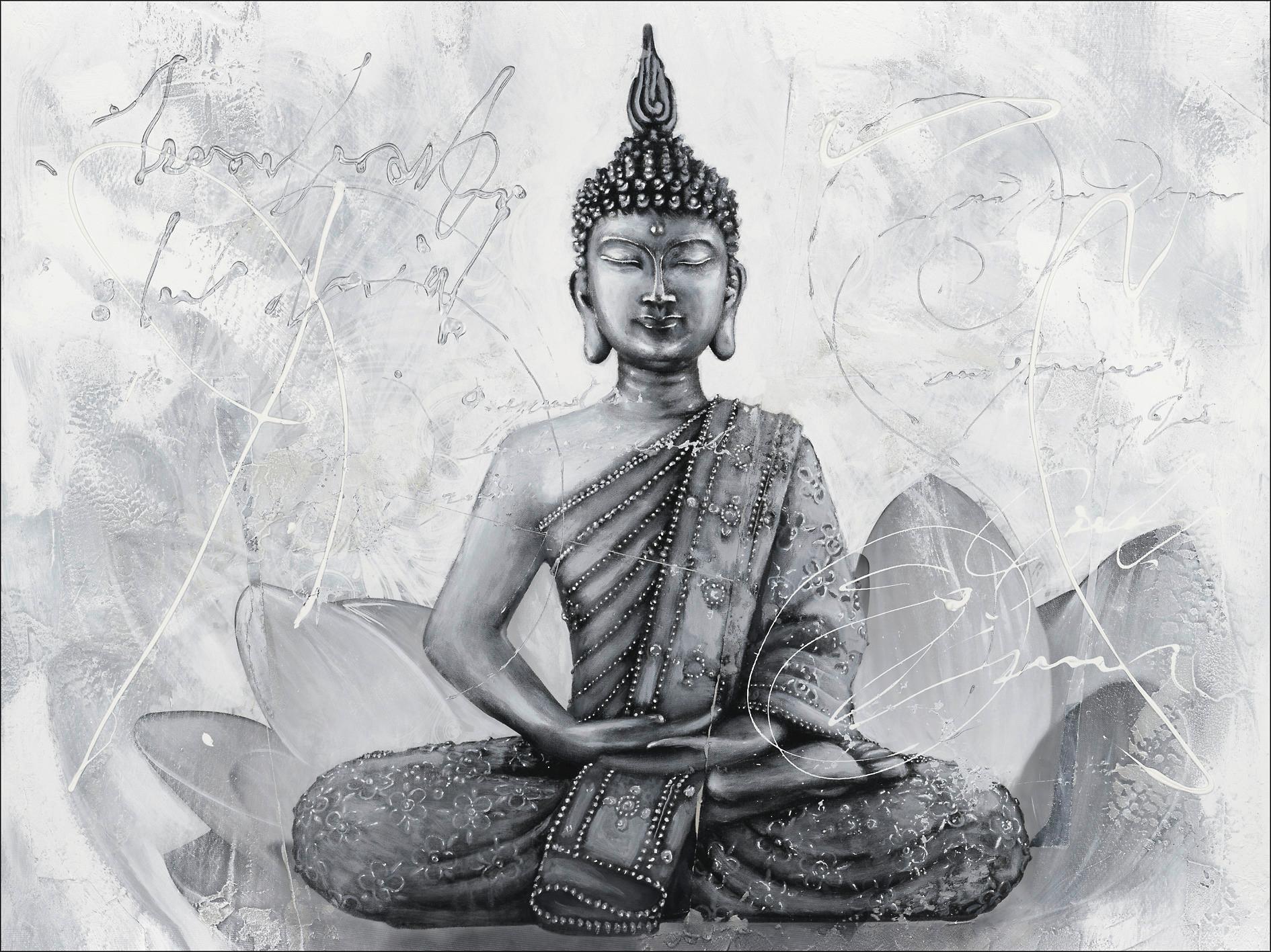 Leinwandbild Buddha Grey 116x84 cm