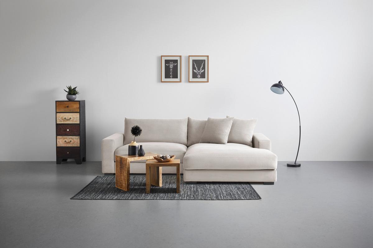 Rohová sedačka PEDRO, pravá, šedohnědý manšestr - šedohnědá, Moderní, textil (265/180cm) - Mömax