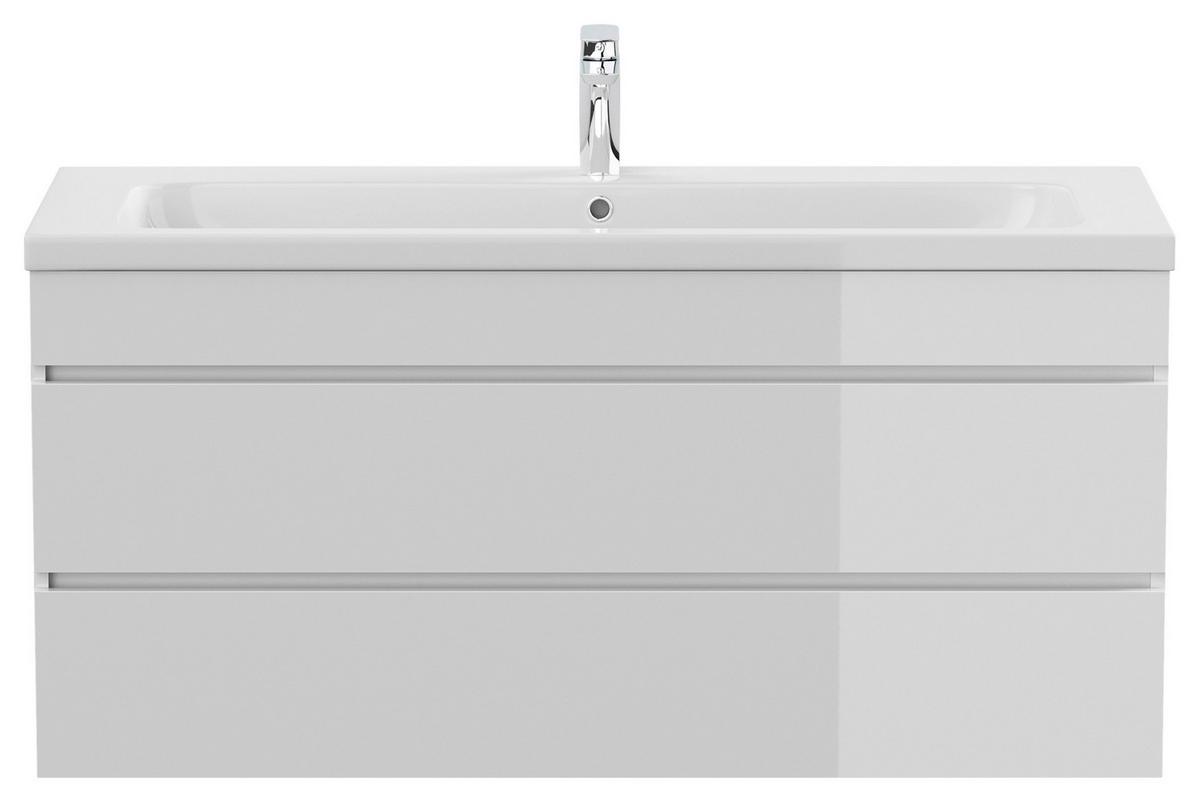 WASCHTISCHKOMBI Fellini Weiß HG B: 120cm - Weiß Hochglanz/Weiß, Basics, Holzwerkstoff/Stein (120cm) - MID.YOU