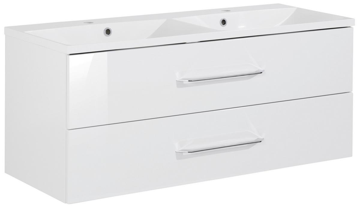 Waschbecken Mit Unterschrank Clever B: 120 Cm Weiß - Weiß, MODERN, Holzwerkstoff/Kunststoff (120,0cm) - MID.YOU