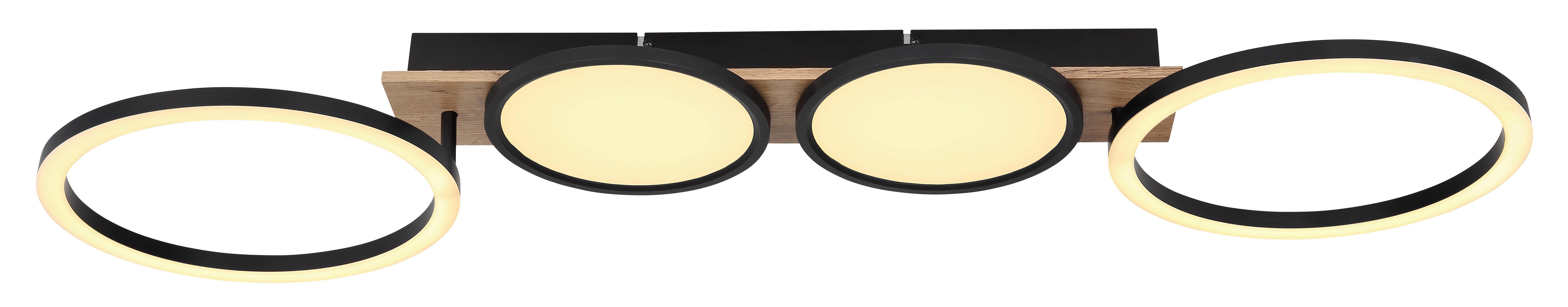 LED-Deckenleuchte 67282-38 - Dunkelbraun/Opal, Design, Holzwerkstoff/Kunststoff (108,5/30/11cm) - Globo