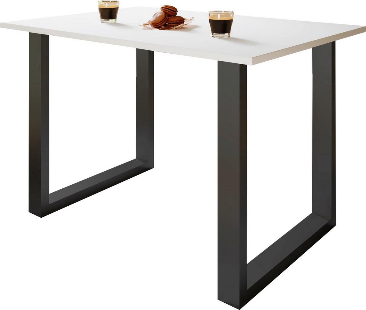 Schreibtisch Lona Schwarz, Weiß B: 160 Cm - Silberfarben/Schwarz, Design, Holzwerkstoff/Metall (160/80/76cm) - MID.YOU