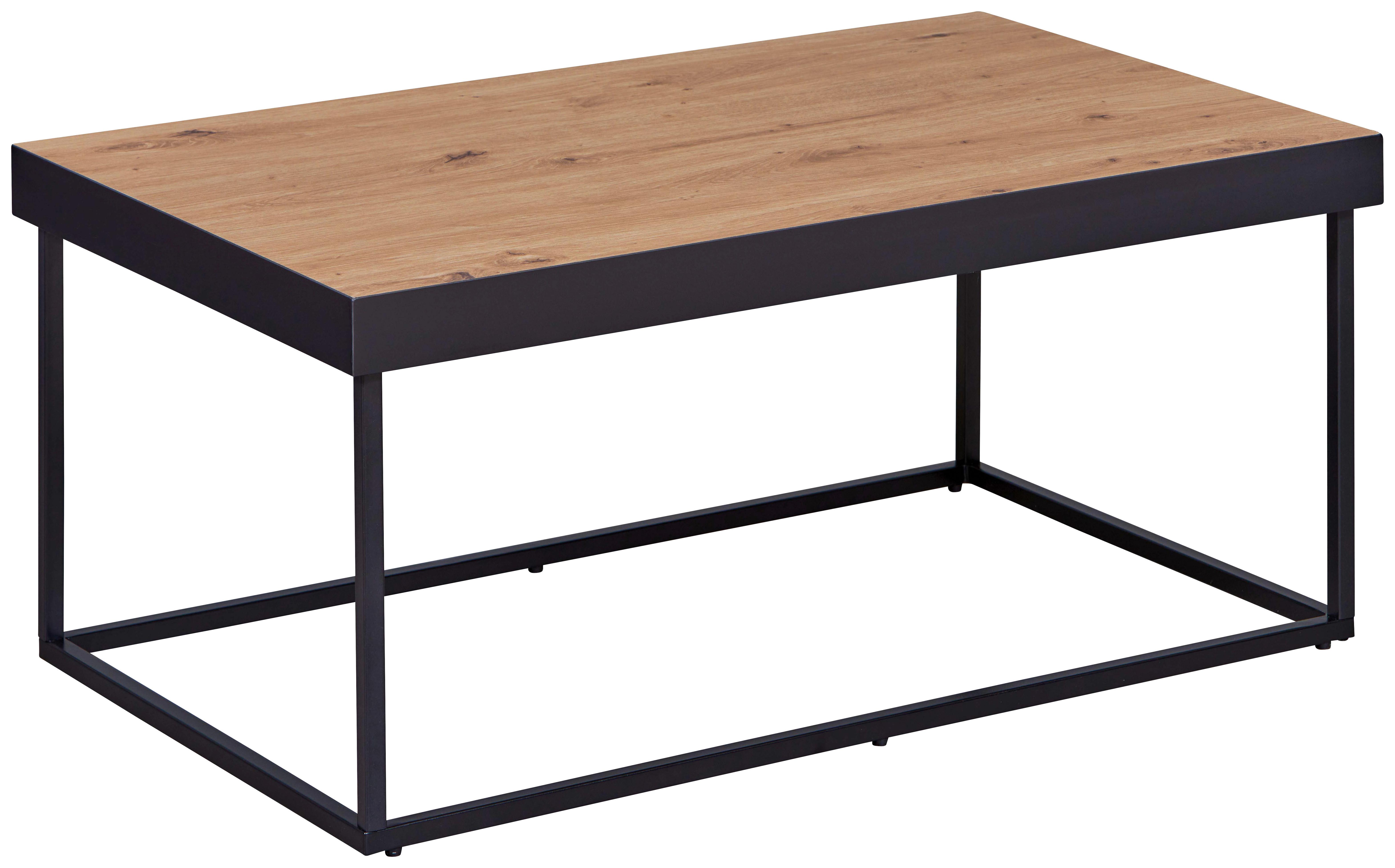 Dohányzóasztal Passione - fekete/Artisan tölgy, Design, faalapú anyag/fém (90/55/40cm) - Livetastic