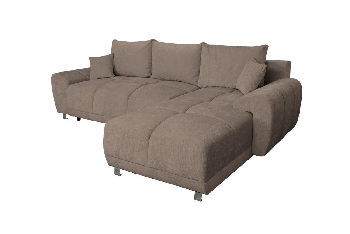 ECKSCHLAFSOFA Ramon, Taupe S: 296x182 cm - Taupe/Chromfarben, Trend, Textil (296/182cm)