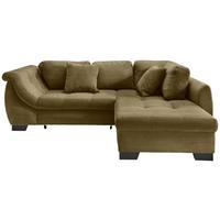 Ecksofa mit Schlaffunktion Flora Olivgrün Cord - Schwarz/Olivgrün, Design, Textil (250/190cm) - MID.YOU