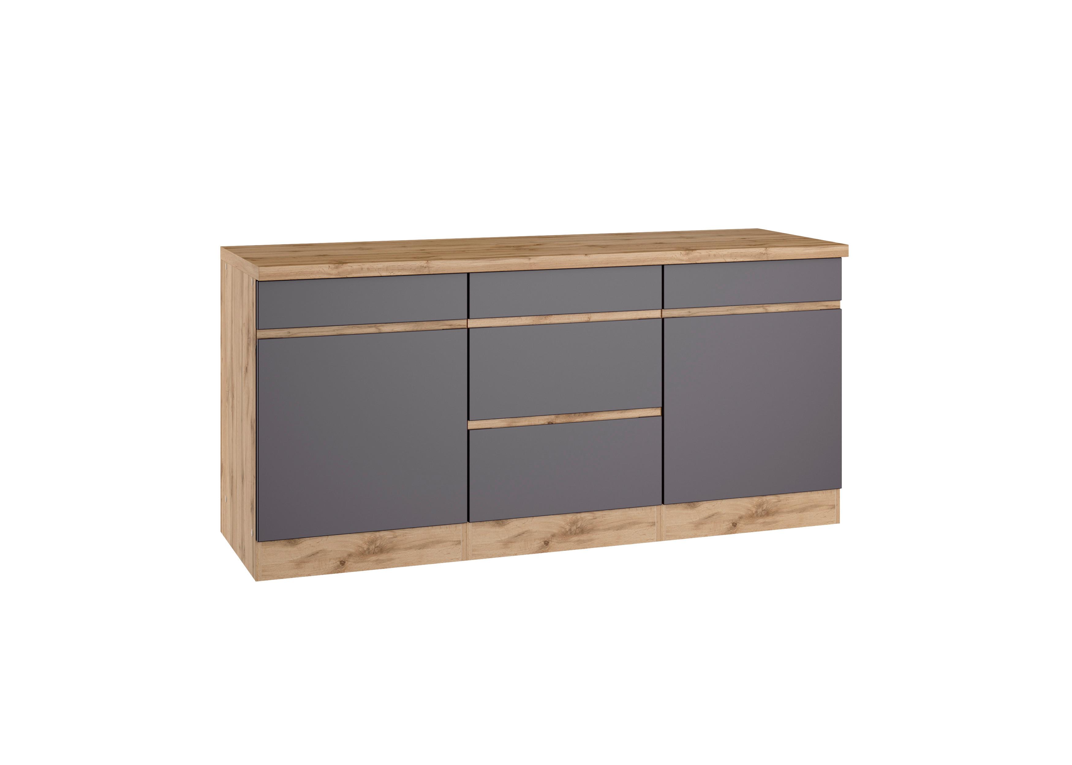 Küchenunterschrank Turin 180 Cm Grau/wotaneiche - Eiche Wotan/Grau, Design, Holzwerkstoff (180/86/60cm) - Held