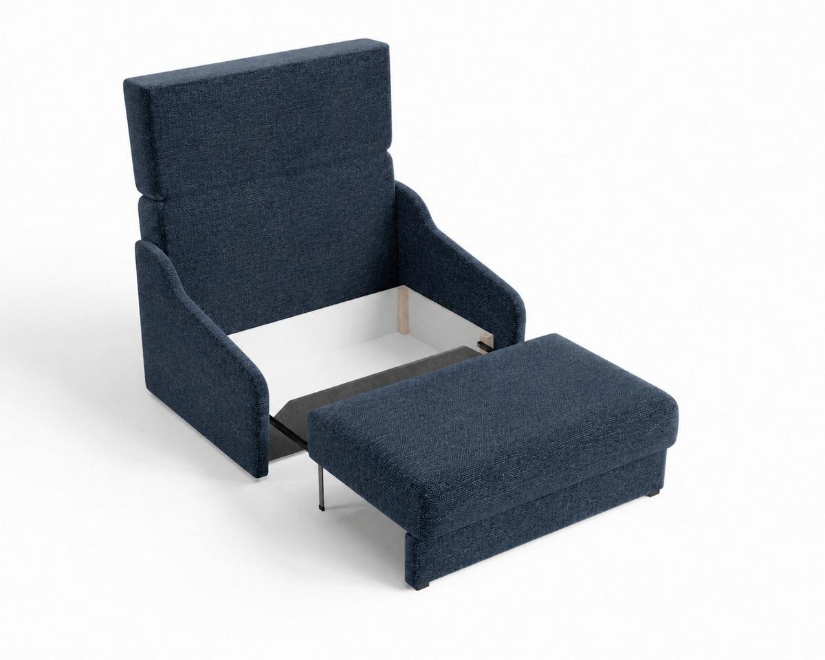 Schlafsofa Fly Dunkelblau, B: 136 cm - Schwarz/Dunkelblau, Design, Textil (136/86/113cm) - MID.YOU