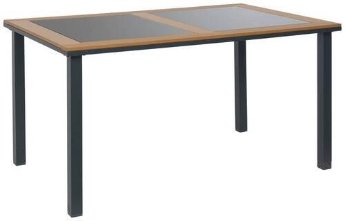 Gartentisch Bernd Alugestell/Glas L: 140 cm - Schwarz/Naturfarben, MODERN, Glas/Kunststoff (140/74/90cm) - Beldano