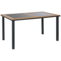 Gartentisch Bernd Alugestell/Glas L: 140 cm - Schwarz/Naturfarben, MODERN, Glas/Kunststoff (140/74/90cm) - Beldano