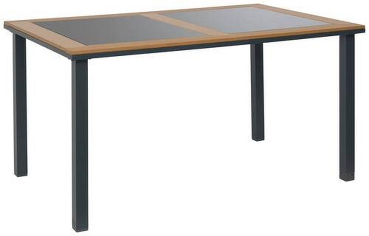 Gartentisch Bernd Alugestell/Glas L: 140 cm - Schwarz/Naturfarben, MODERN, Glas/Kunststoff (140/74/90cm) - Beldano