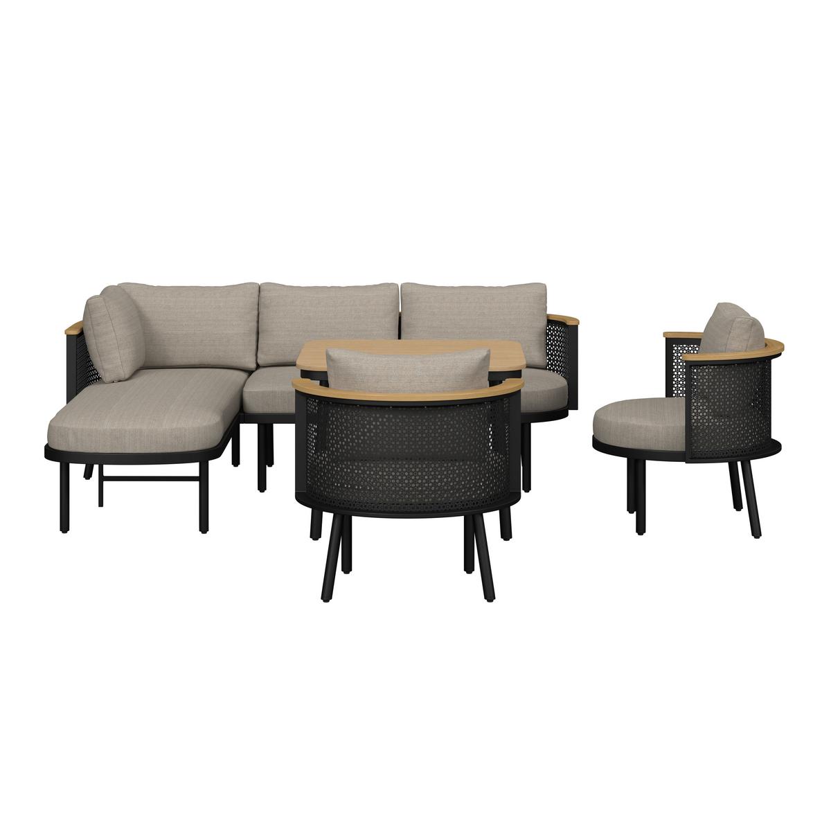 JEDÁLENSKÁ TERASOVÁ SÚPRAVA LISSA - čierna/farba hrušky, Modern, kov/textil - Bessagi Garden