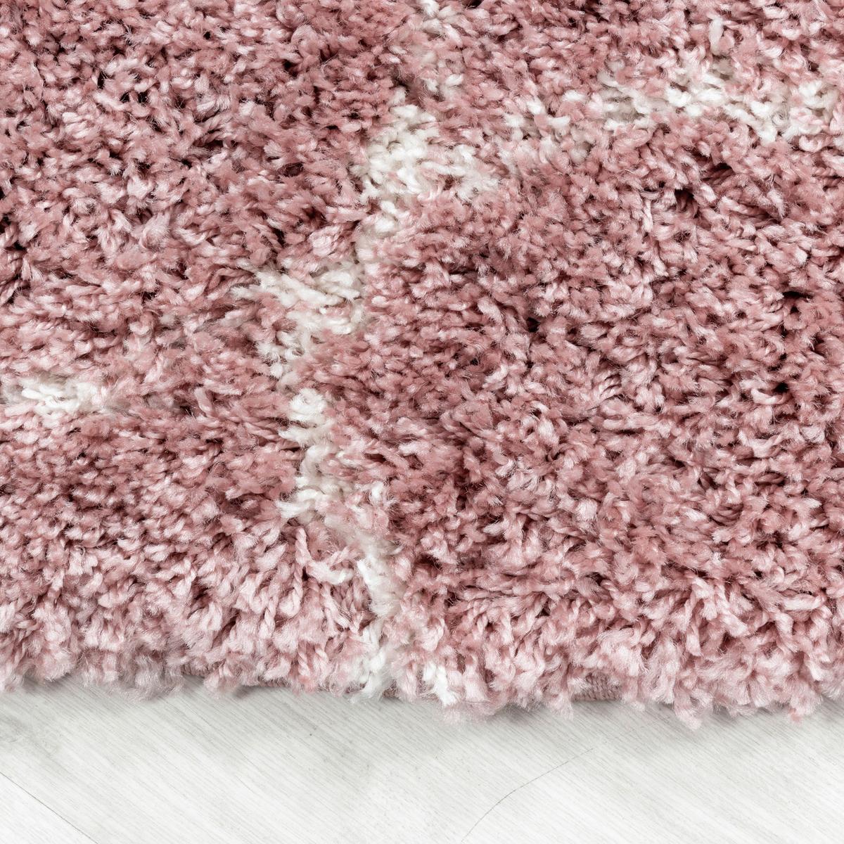 Webteppich Rosa Naturfaser Salsa Ø 200 cm - Rosa, Design, Textil (200cm)