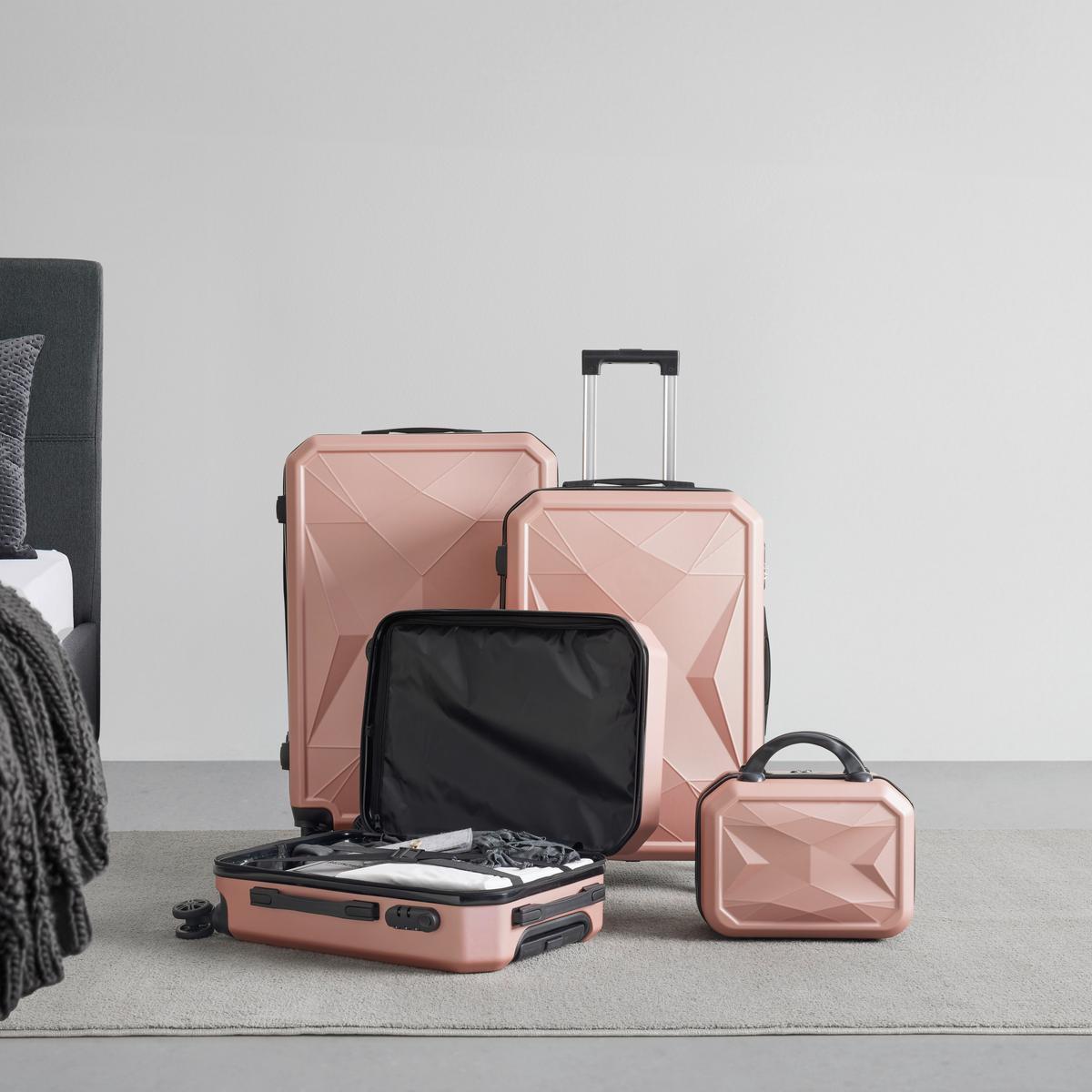 Sada cestovních kufrů sada obsahuje 4 ks - barva růžového zlata, plast - Modern Living