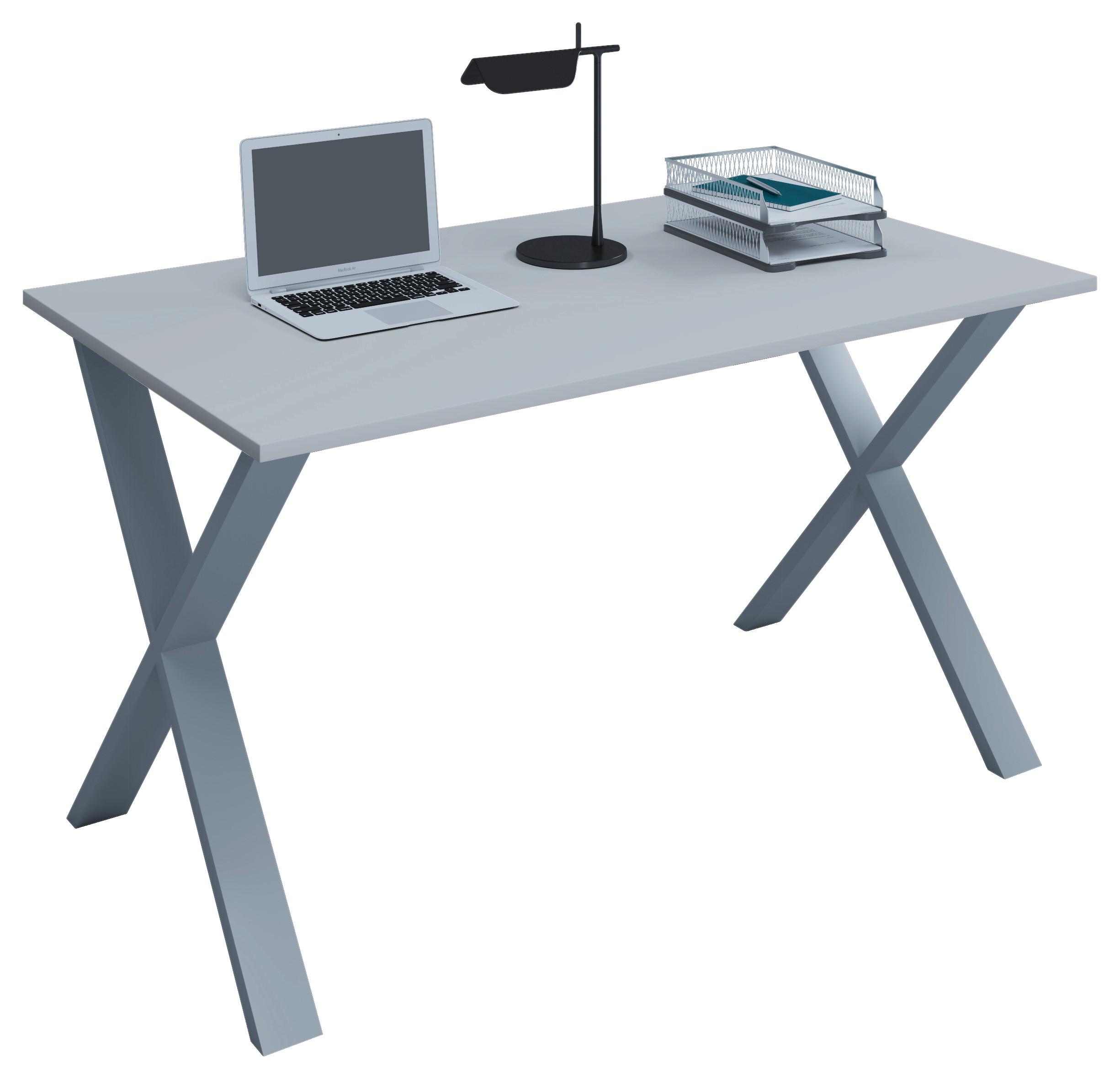 Schreibtisch B 80cm H 76cm Lona, Silberfarben - Silberfarben/Grau, MODERN, Holzwerkstoff/Metall (140/80/76cm) - MID.YOU