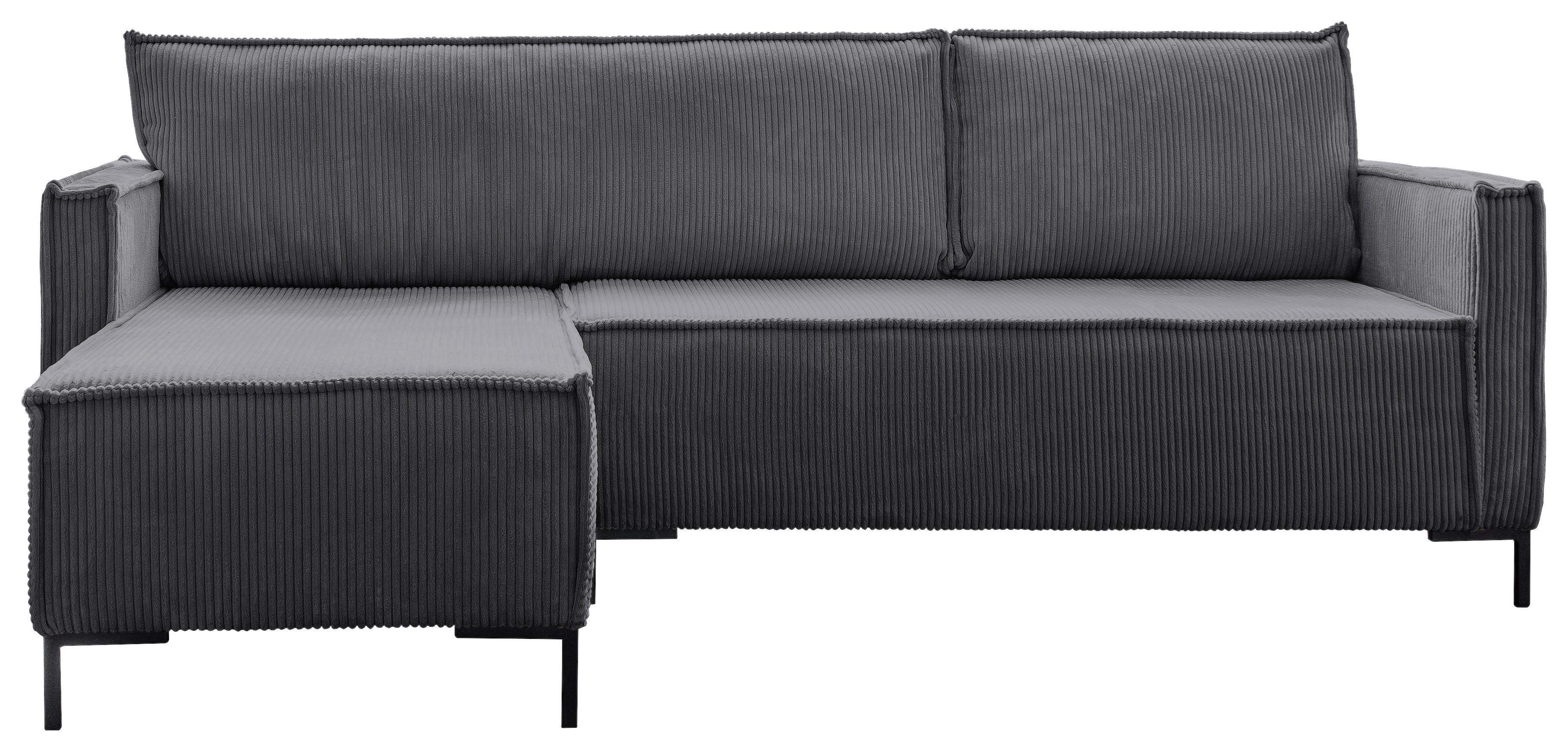 Rohová sedačka, šedá - šedá/černá, Design, kov/textil (232/90/154cm) - MID.YOU
