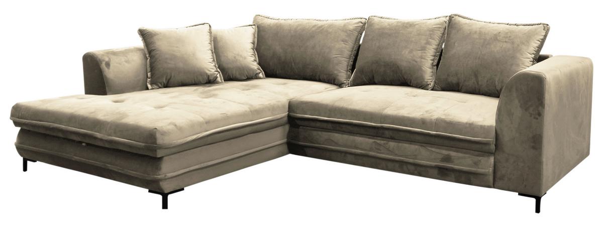 Ecksofa mit Schlaffunktion Bello Beige 187x277 cm - Beige/Schwarz, Design, Textil (187/277cm) - Livetastic