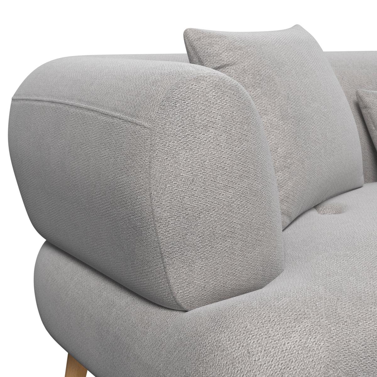 Pohovka ELISABETH, šedá, max. 360 kg - šedá/přírodní barvy, Moderní, dřevo/textil (216/81/94cm) - Bessagi Home