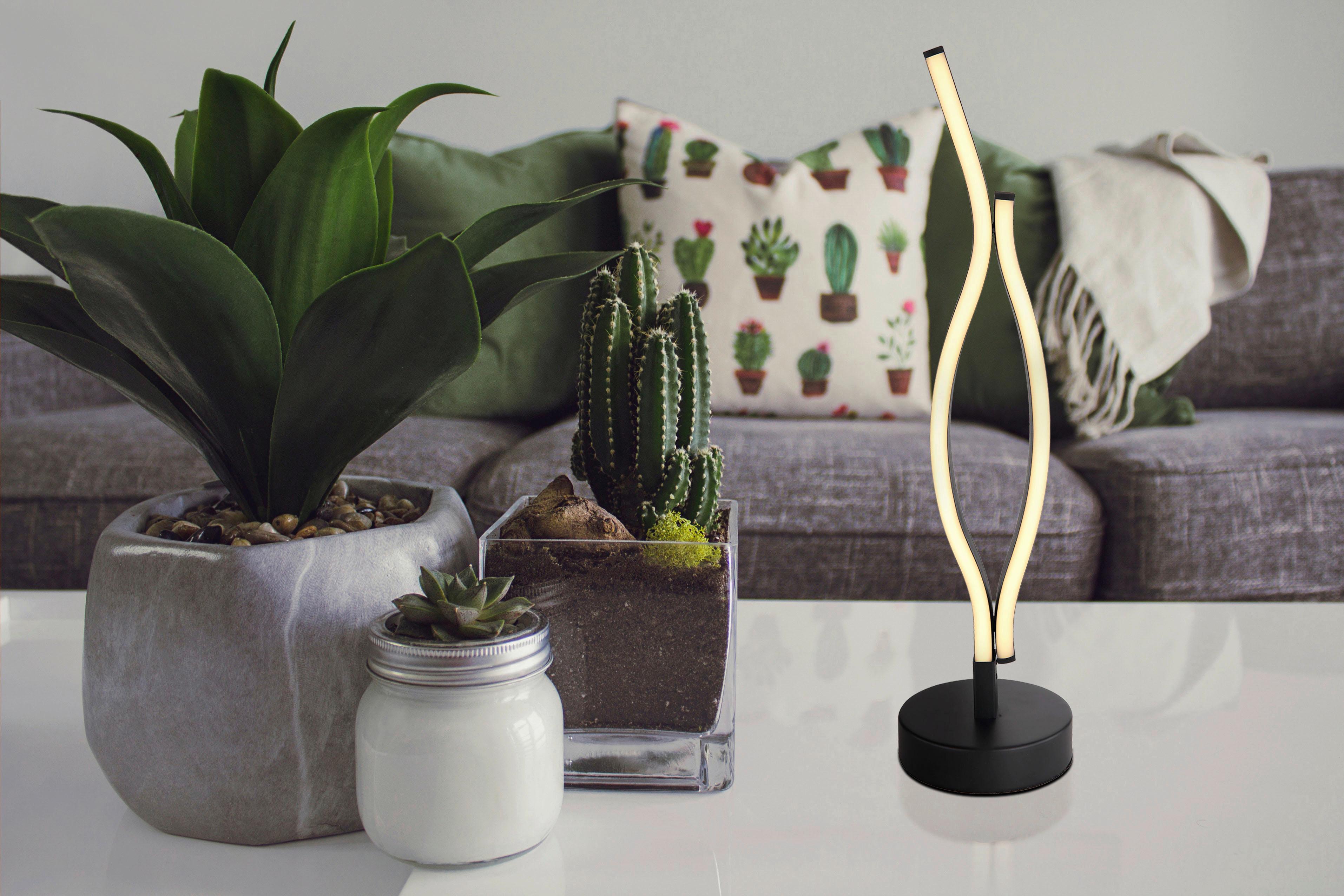 Led-tischleuchte Geronimo Schwarz Weiß D: 12 Cm - Schwarz/Weiß, Design, Kunststoff/Metall (12/47cm) - Globo