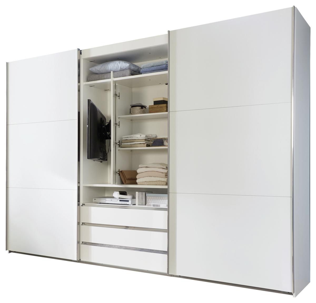 SKŘÍŇ S POSOUVACÍMI DVEŘMI MAGICGLAS bílá - bílá/barvy nerez oceli, Moderní, kov/kompozitní dřevo (300/216/65cm) - MID.YOU