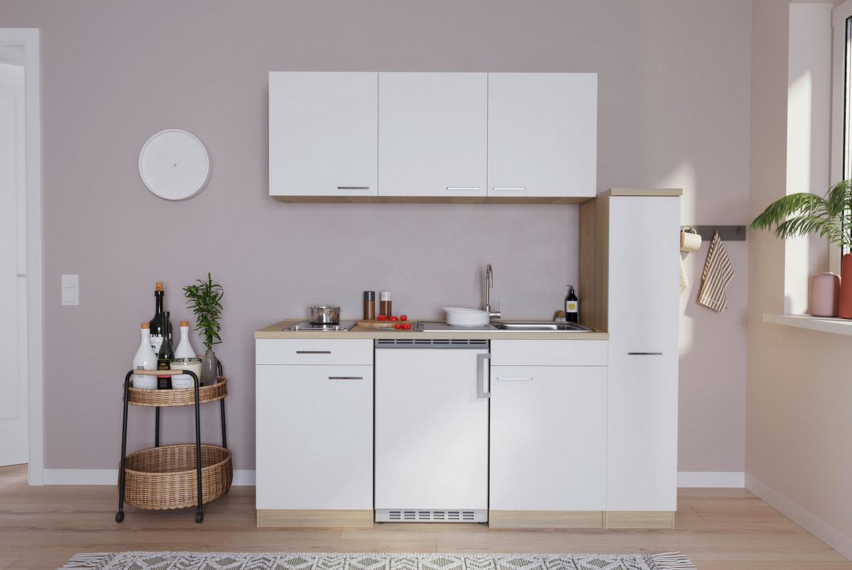 Küchenblock Luis Singleküche 180 Cm - Eichefarben/Weiß, Basics, Holzwerkstoff (180cm) - Respekta