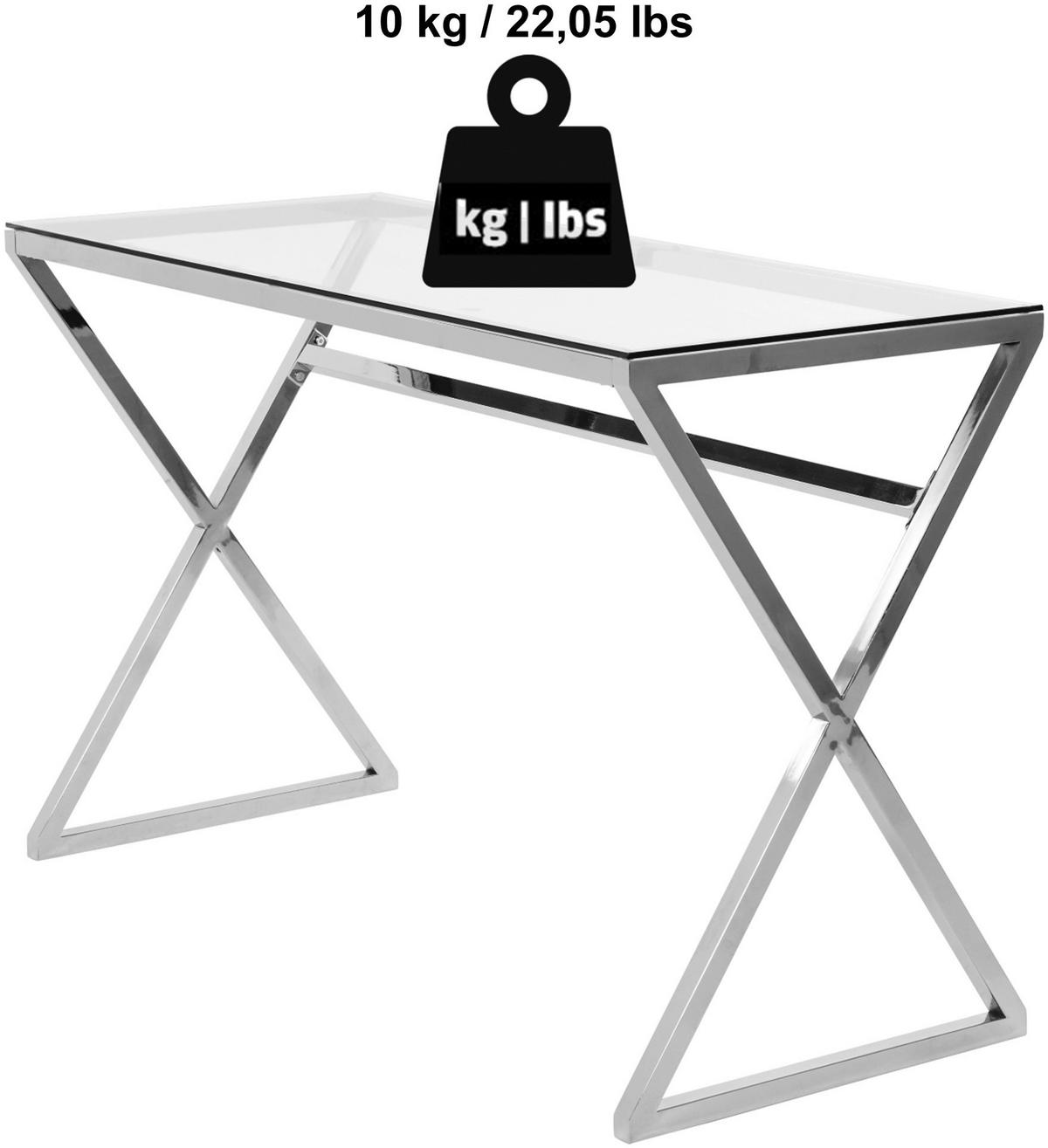 Schreibtisch B 50cm H 72cm Xtra Desk, Schwarz - Goldfarben/Schwarz, MODERN, Glas/Metall (110/50/72cm) - Livetastic