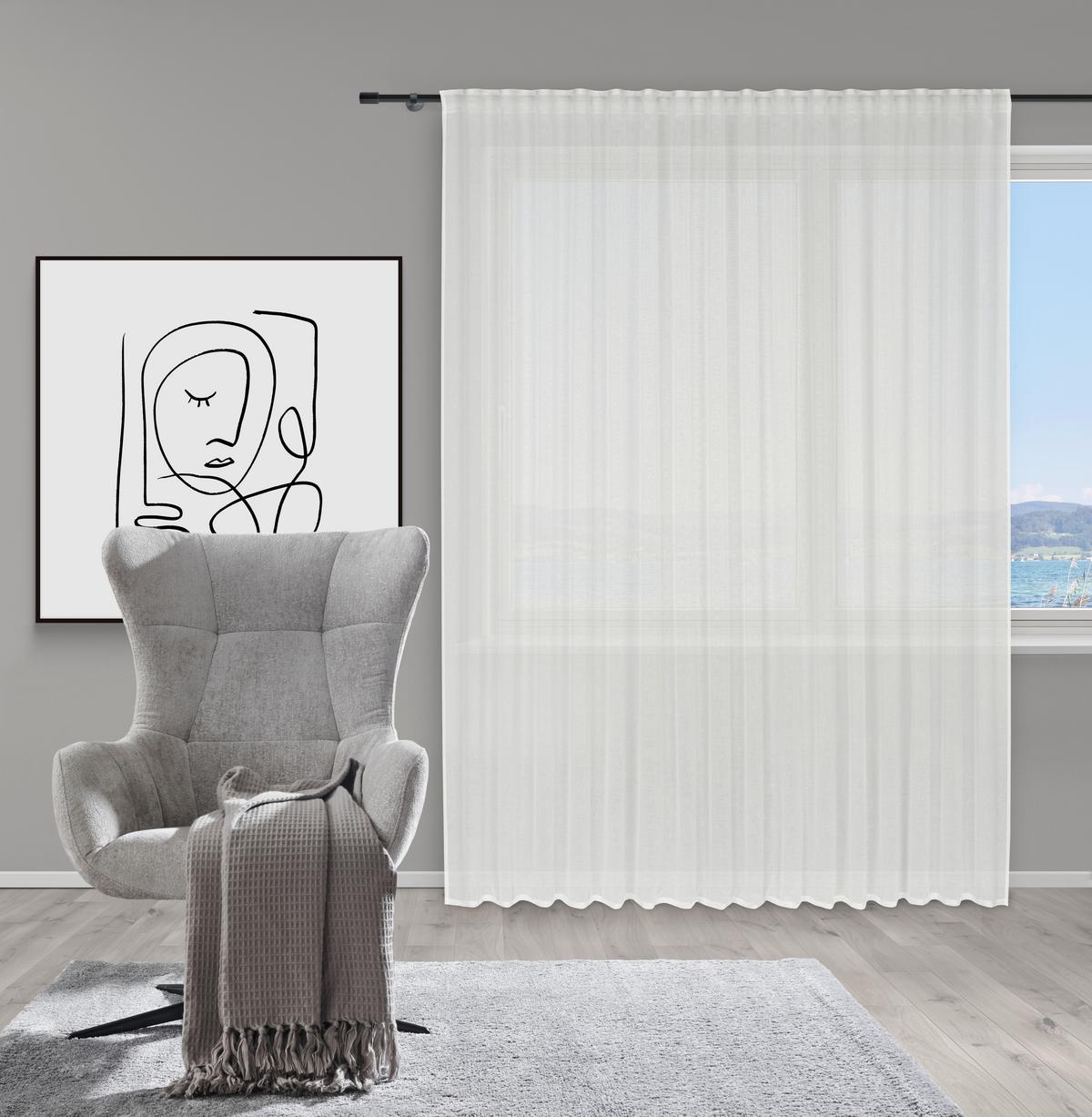 KUSOVÁ ZÁCLONA SIGRID STORE 3 - biela, Konventionell, textil (300/245cm) - Premium Living