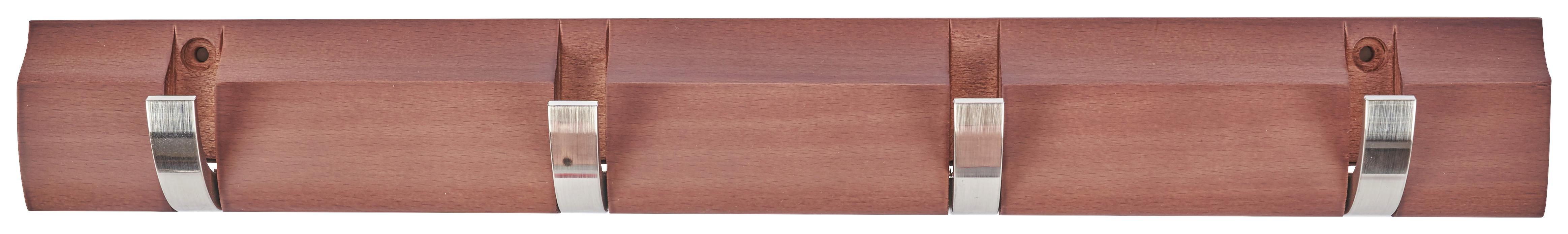 Hakenleiste Julia - Chromfarben/Dunkelbraun, MODERN, Holz/Kunststoff (45/5,8/2,5cm)