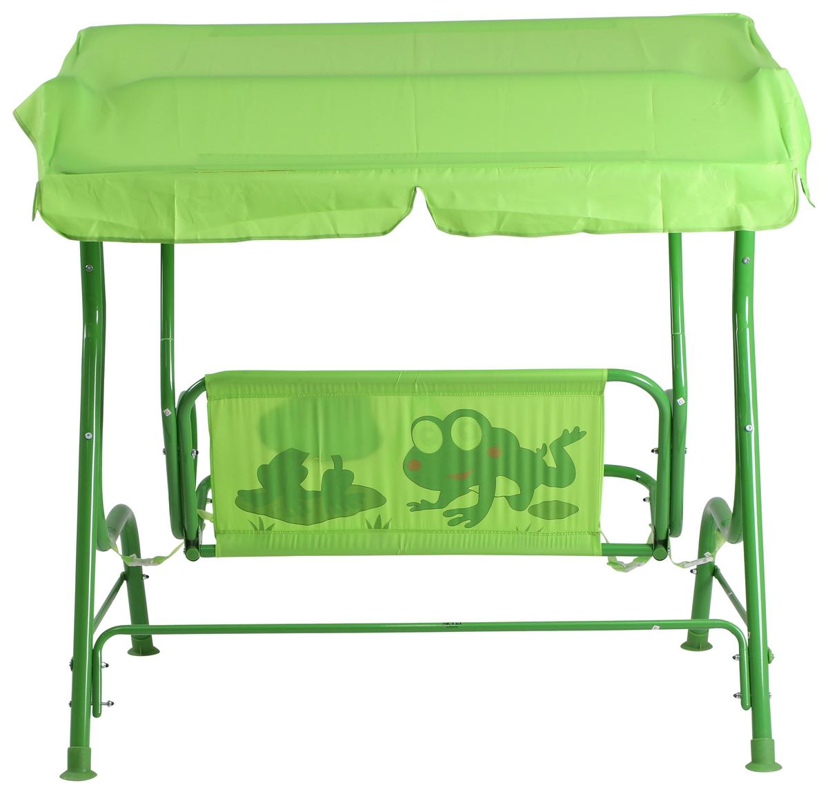 Kinder-hollywoodschaukel Stahl, Grün - Grün, MODERN, Textil/Metall (115/118/75cm) - Siena Garden
