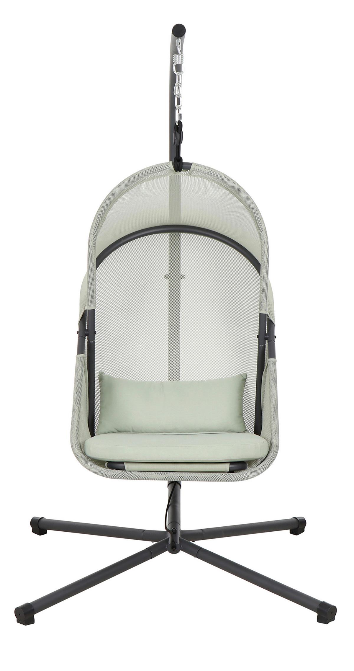 Hängesessel Mit Gestell Mit Sitz- Und Rückenkissen - Anthrazit/Grün, KONVENTIONELL, Kunststoff/Textil (123/192/102cm) - Siena Garden