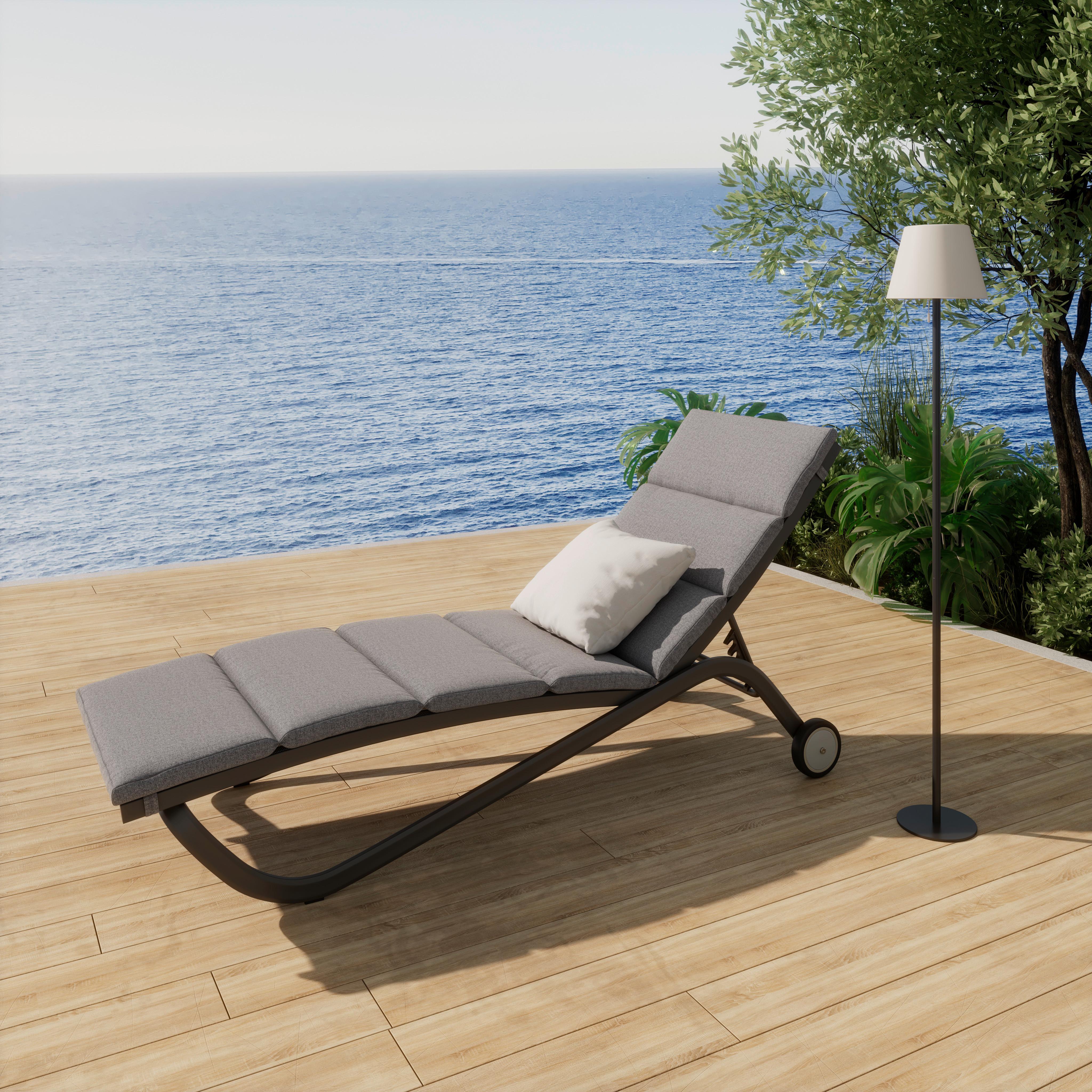 ZAHRADNÍ LEHÁTKO OTTI - šedá/antracitová, Basics, kov/textil (211/44/75cm) - Mömax